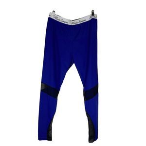 4X Plus Size Mesh Insert Activewear Blue Leggings
